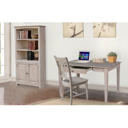 International Concepts Desk with Drawer, Basic Size And Chair 26 in D X 26 H, 30 W X Hardwood, Washed Gray Taupe K09-OF-41-C10